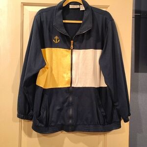 Vintage Keneth Too! Zipper Up Men's Jacket Size XL w/Anchor Embellishment